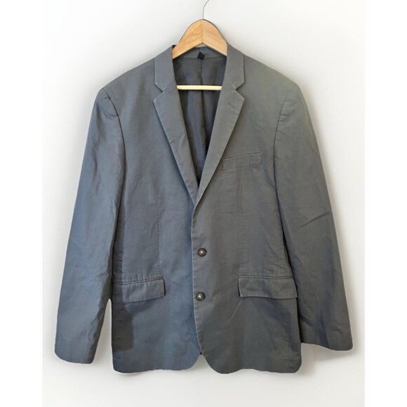 J.Crew Thompson Mens Solid Gray Cotton Mens Blazer - Unstructured 42L. - Picture 1 of 8